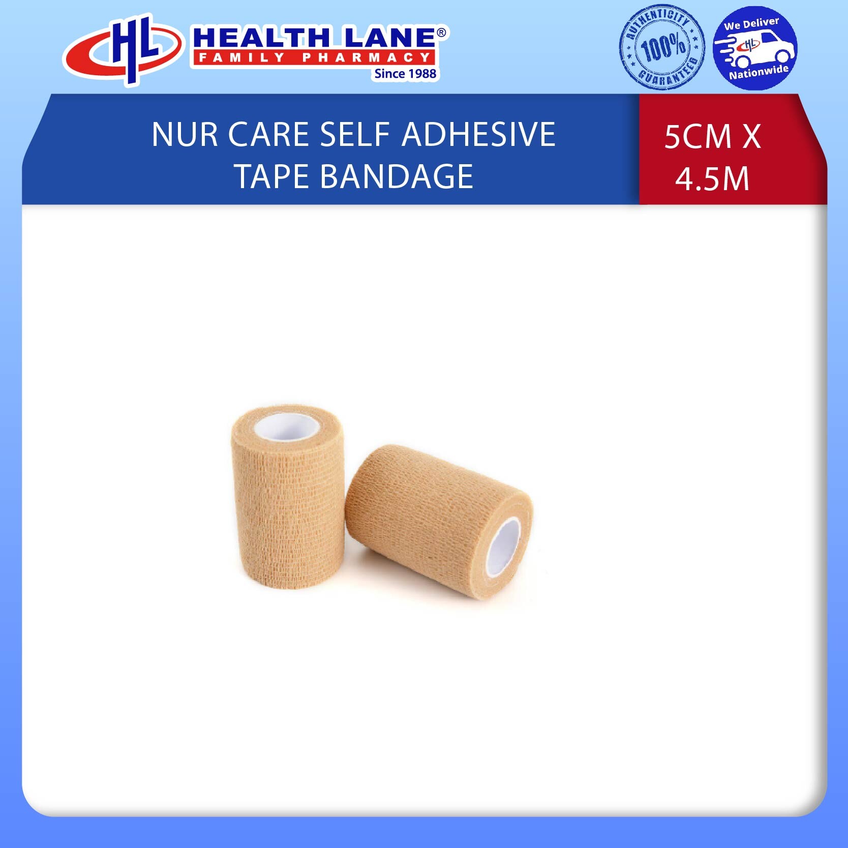 NUR CARE SELF ADHESIVE TAPE BANDAGE 5CM X 4.5M 
